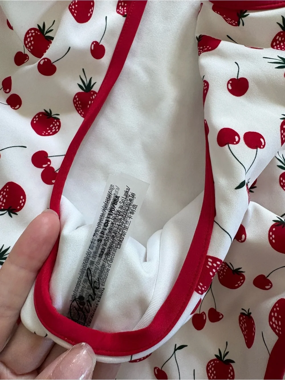 Frankie's Bikinis White One-Piece with Red Strawberry Print